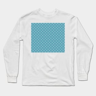 Teal Blue Mini Polka Dots Pattern Long Sleeve T-Shirt